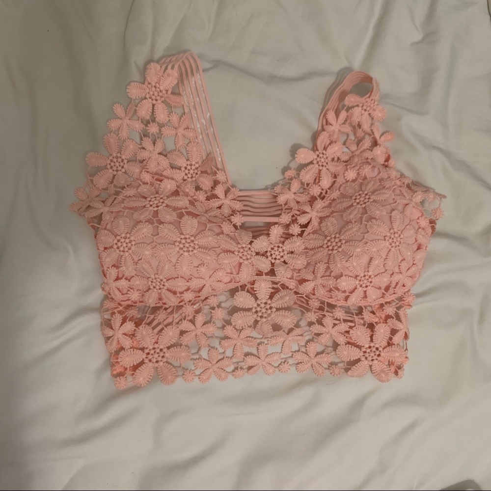 light pink floral bralette